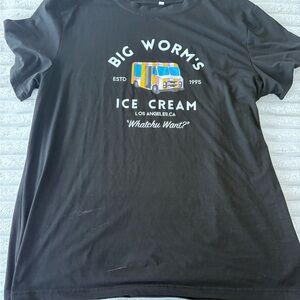 Black Graphic T-Shirt with Ice Cream Truck Design